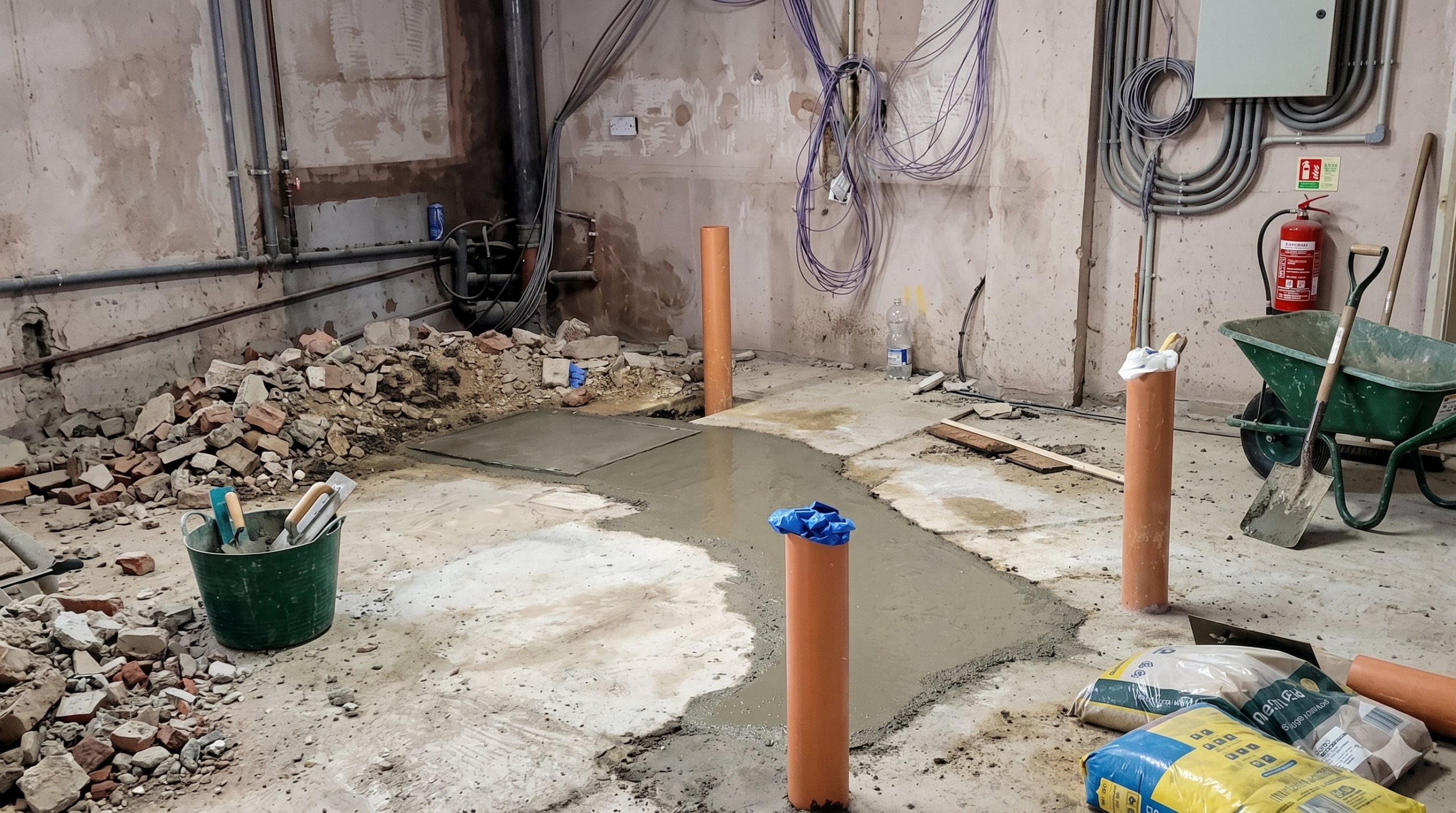 Drainage excavation works at commercial office lower ground floor, 28 Bolton Street Mayfair