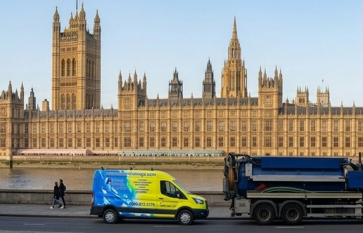 London Drainage Facilities van seen by the House of Commons in London