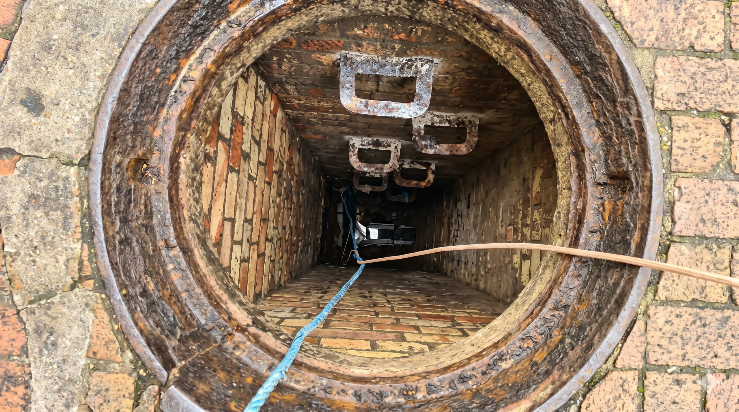 Resin drain lining repair to defective drainage at Sheerness Dockyard Church heritage restoration