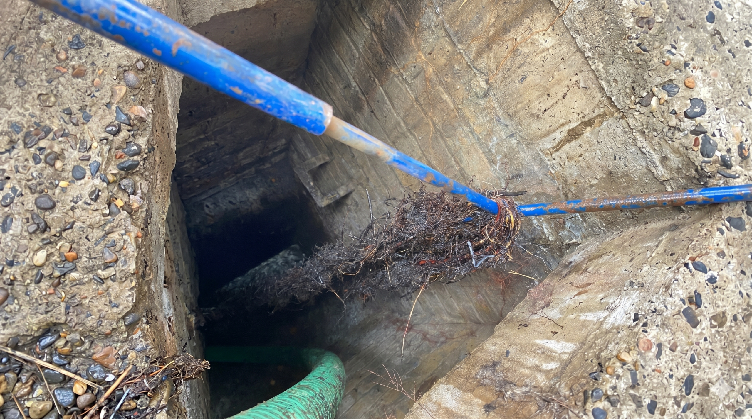 Tree root ingress in drainage at Lion and Hogarth Centre, Brentwood council day care facility