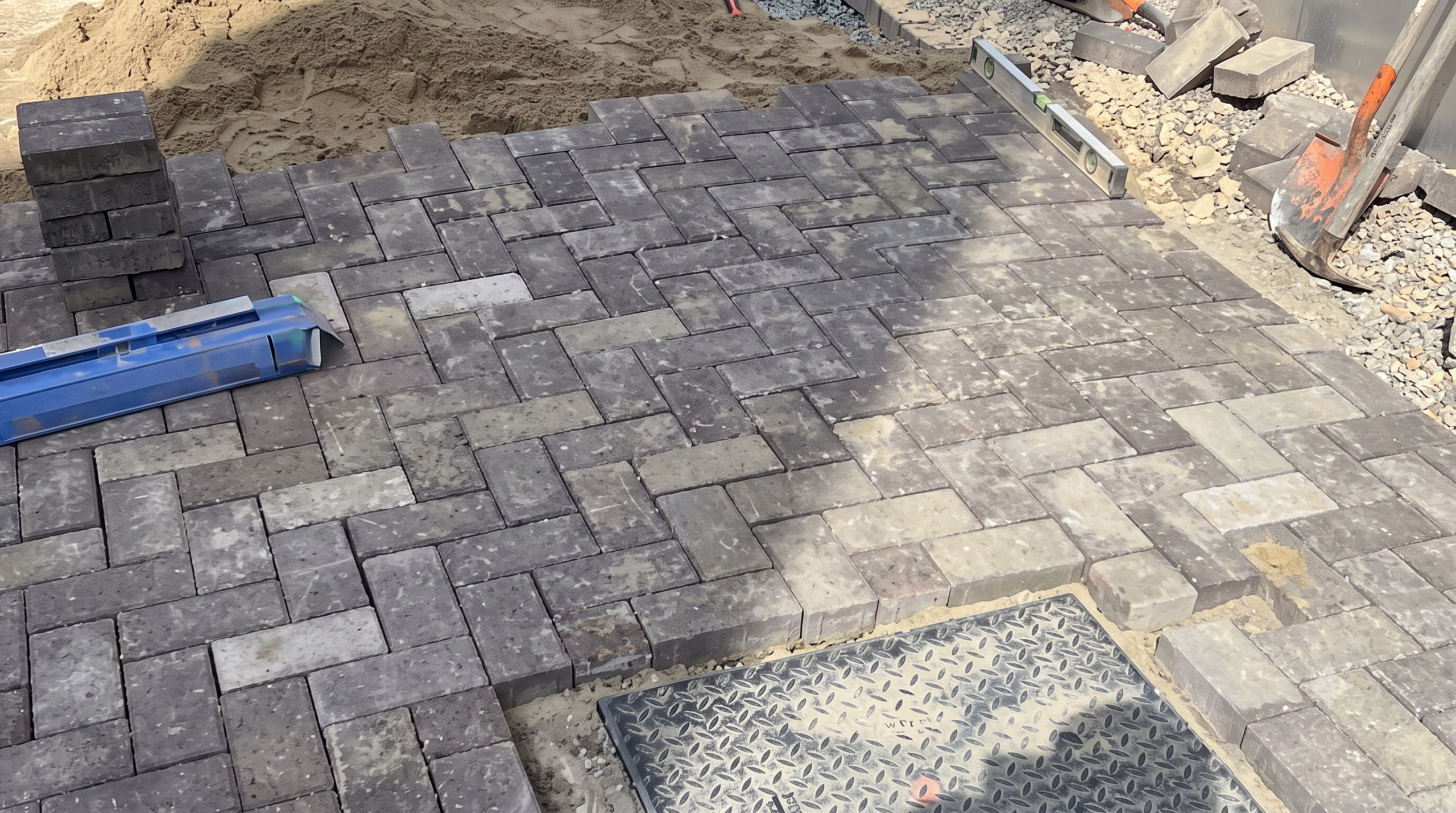 Reinstated block paving with new inspection chamber cover